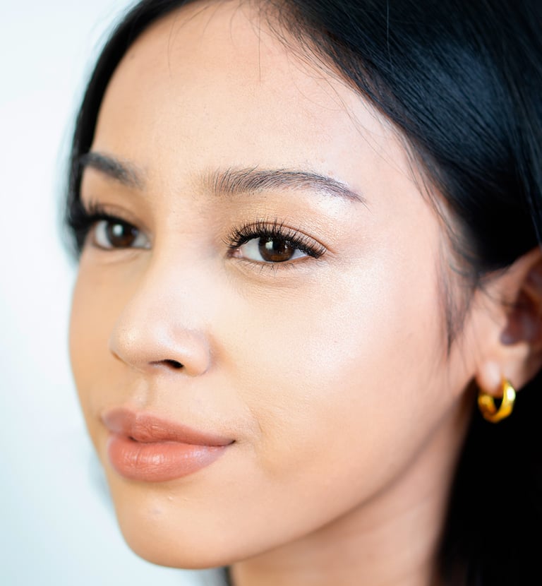 Close-up portrait with natural Kumaw lashes